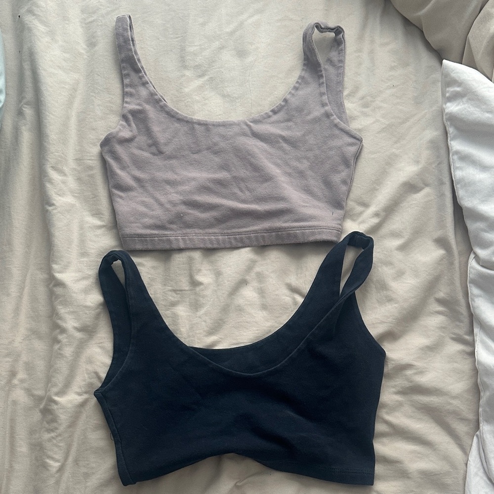 Brandy Melville Gray and Black Crop Tops
